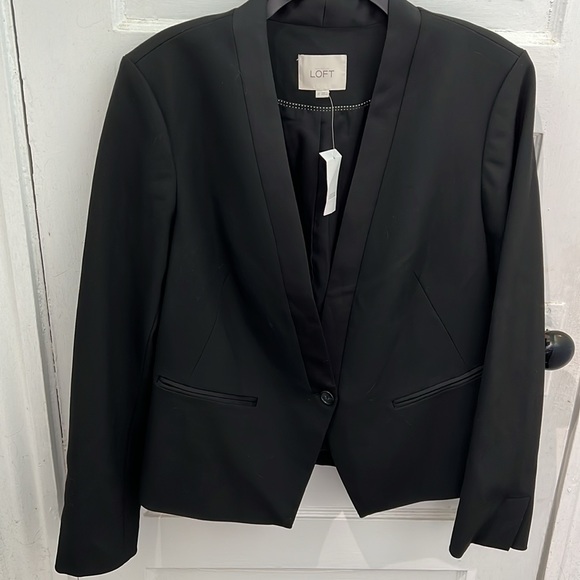 LOFT Black Fully Lined Blazer Size 12 - Picture 1 of 7